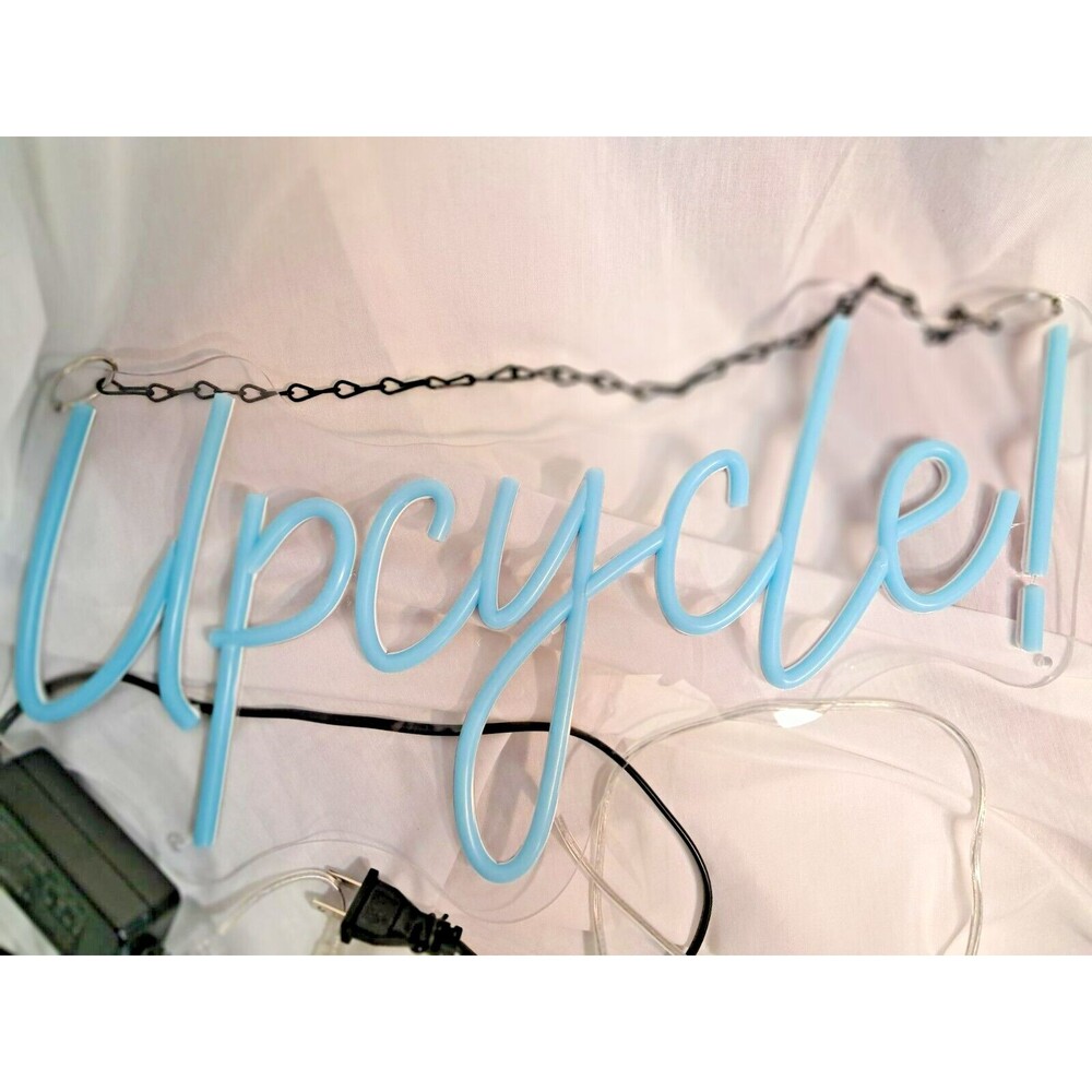 UPCYCLE Neon LED Sign for Wall Decor Blue Light Adjustable Plug in 17"x8" - Picture 7 of 11